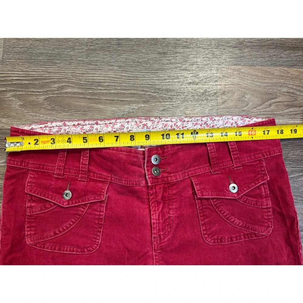 Y2K SO Wear It Declare It Red Corduroy Flare Leg Pants 2000s Low Rise Boho Sz 13